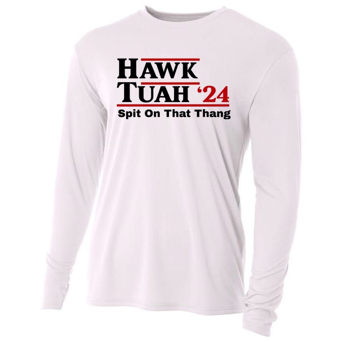 Hawk Tuah Funny Saying Cooling Performance Long Sleeve Crew