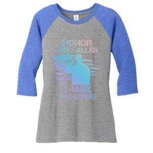 Honor The Fallen Thank The Living Saluting Soldier American Funny Gift Women's Tri-Blend 3/4-Sleeve Raglan Shirt