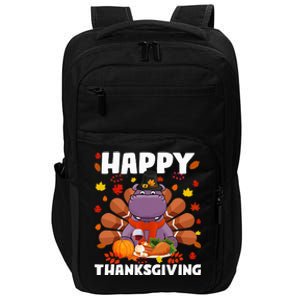 Happy Thanksgiving Funny Hippo Turkey Autumn Hippo Lover Impact Tech Backpack