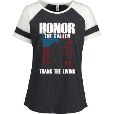 Honor The Fallen Usa Flag Military Veteran Support Gift Funny Gift Enza Ladies Jersey Colorblock Tee