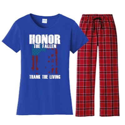 Honor The Fallen Usa Flag Military Veteran Support Gift Funny Gift Women's Flannel Pajama Set