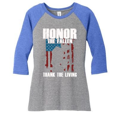 Honor The Fallen Usa Flag Military Veteran Support Gift Funny Gift Women's Tri-Blend 3/4-Sleeve Raglan Shirt