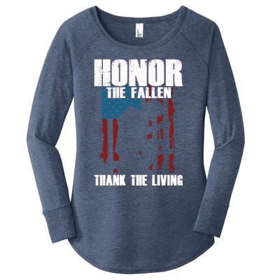 Honor The Fallen Usa Flag Military Veteran Support Gift Funny Gift Women's Perfect Tri Tunic Long Sleeve Shirt