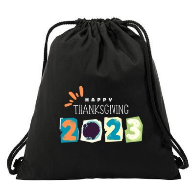 Happy Thanksgiving Fall Leaves Family Thanksgiving Tees Thanksgiving Wo Gift Drawstring Bag
