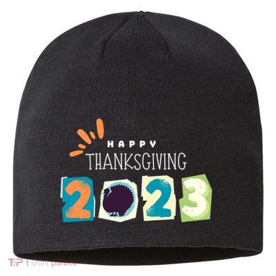 Happy Thanksgiving Fall Leaves Family Thanksgiving Tees Thanksgiving Wo Gift Sustainable Beanie