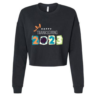 Happy Thanksgiving Fall Leaves Family Thanksgiving Tees Thanksgiving Wo Gift Cropped Pullover Crew