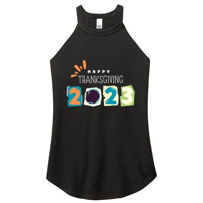 Happy Thanksgiving Fall Leaves Family Thanksgiving Tees Thanksgiving Wo Gift Women's Perfect Tri Rocker Tank