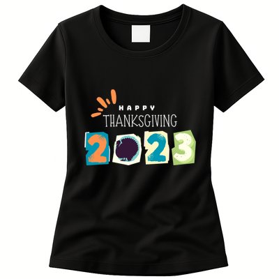 Happy Thanksgiving Fall Leaves Family Thanksgiving Tees Thanksgiving Wo Gift Womens T-Shirt
