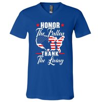 Honor The Fallen Thank The Living Usa American Memorial Day Funny Gift V-Neck T-Shirt