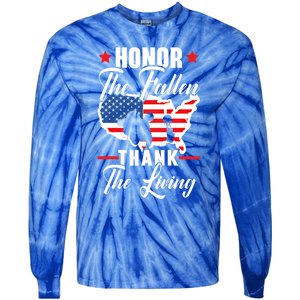 Honor The Fallen Thank The Living Usa American Memorial Day Funny Gift Tie-Dye Long Sleeve Shirt