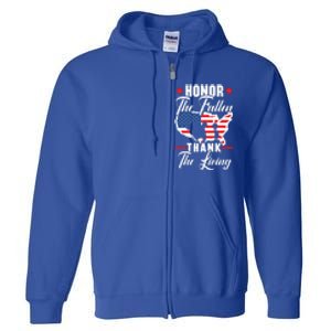 Honor The Fallen Thank The Living Usa American Memorial Day Funny Gift Full Zip Hoodie