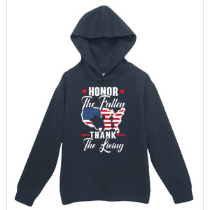 Honor The Fallen Thank The Living Usa American Memorial Day Funny Gift Urban Pullover Hoodie