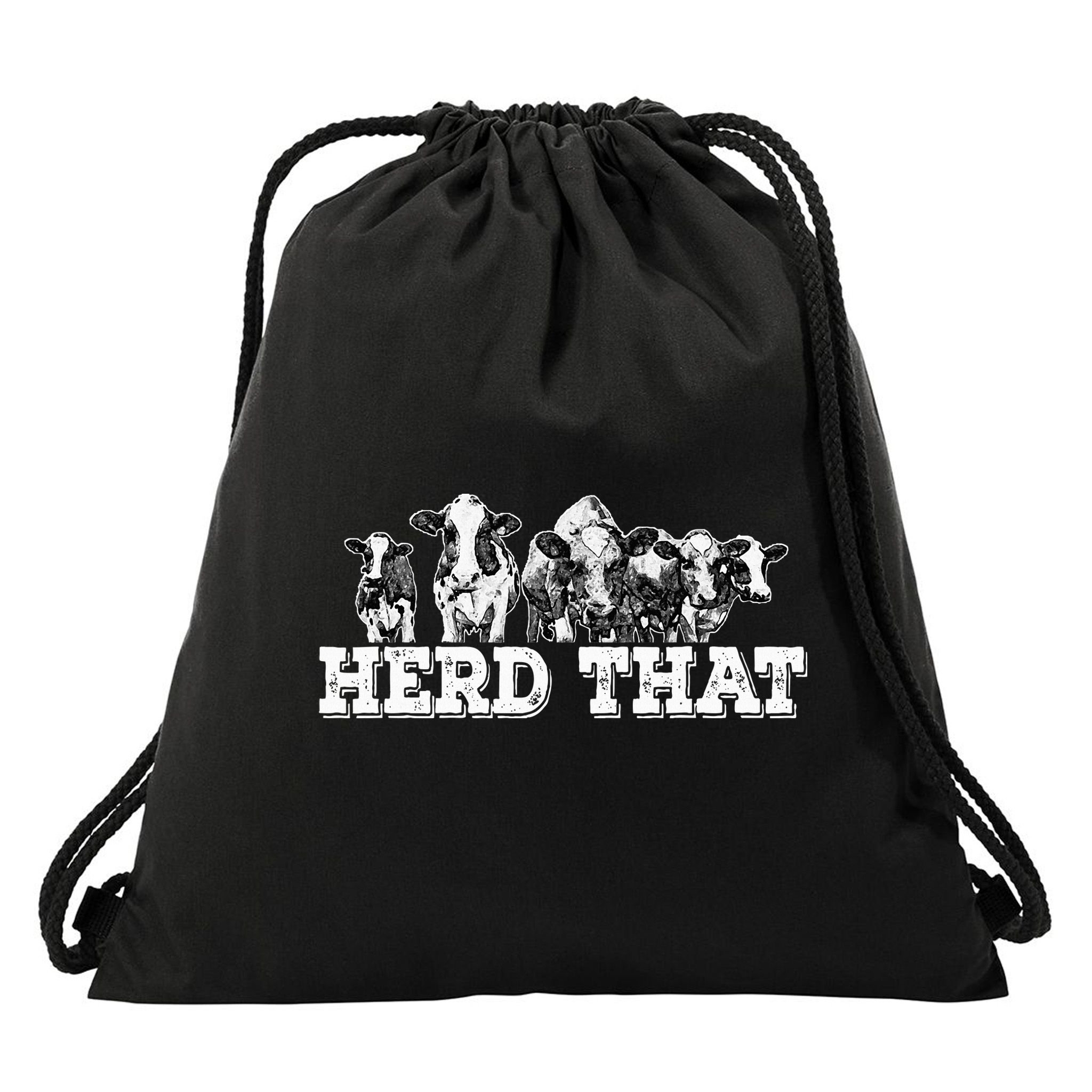 Herd That Funny Cow Lover Farmer Gift Drawstring Bag