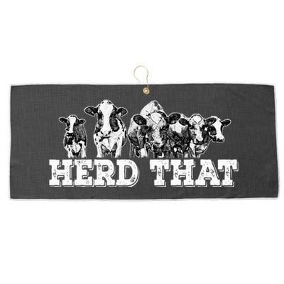 Herd That Funny Cow Lover Farmer Gift Large Microfiber Waffle Golf Towel