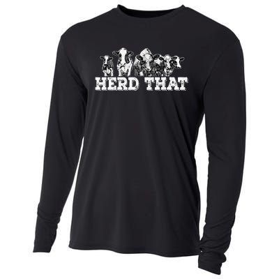 Herd That Funny Cow Lover Farmer Gift Cooling Performance Long Sleeve Crew