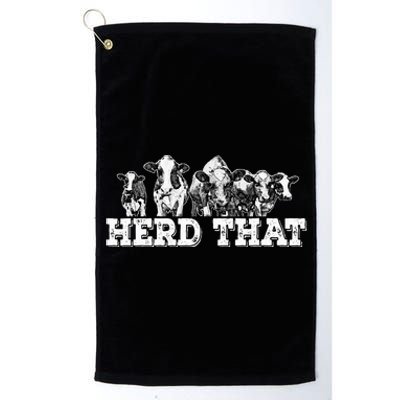 Herd That Funny Cow Lover Farmer Gift Platinum Collection Golf Towel