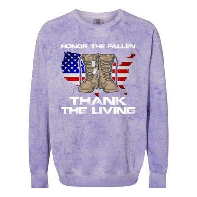 Honor The Fallen Thank The Living Military Veteran Gift Colorblast Crewneck Sweatshirt