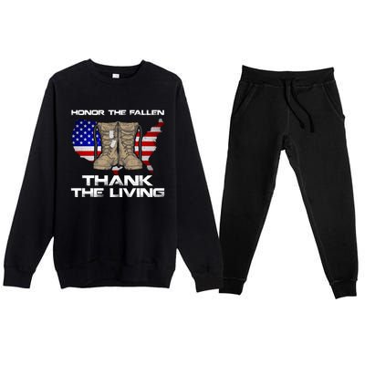 Honor The Fallen Thank The Living Military Veteran Gift Premium Crewneck Sweatsuit Set