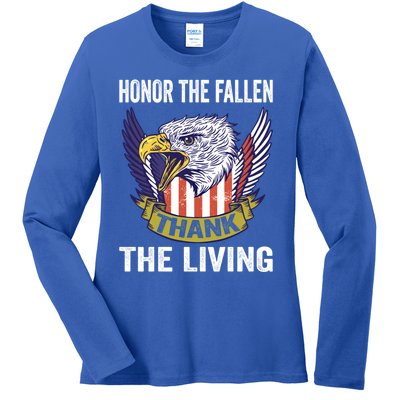 Honor The Fallen Thank The Living Usa Flag Memorial Day Gift Ladies Long Sleeve Shirt