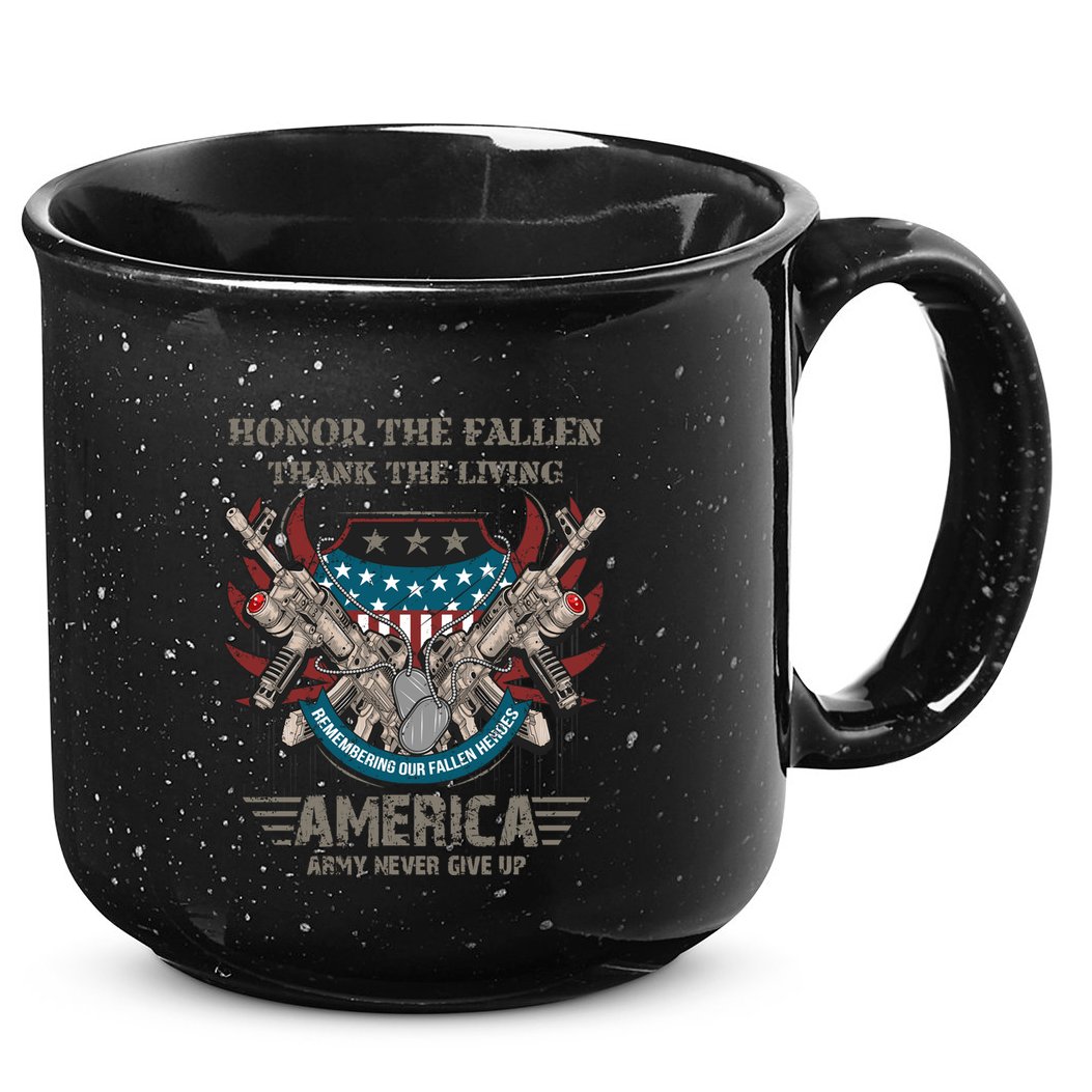 Honnor The Fallen Thank The Living Veteran's Day Gift Tee Funny Gift 15oz Campfire Ceramic Mug