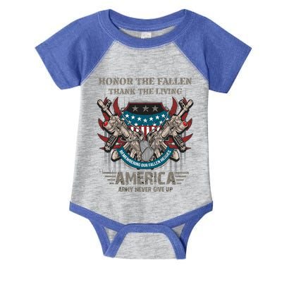 Honnor The Fallen Thank The Living Veteran's Day Gift Tee Funny Gift Infant Baby Jersey Bodysuit