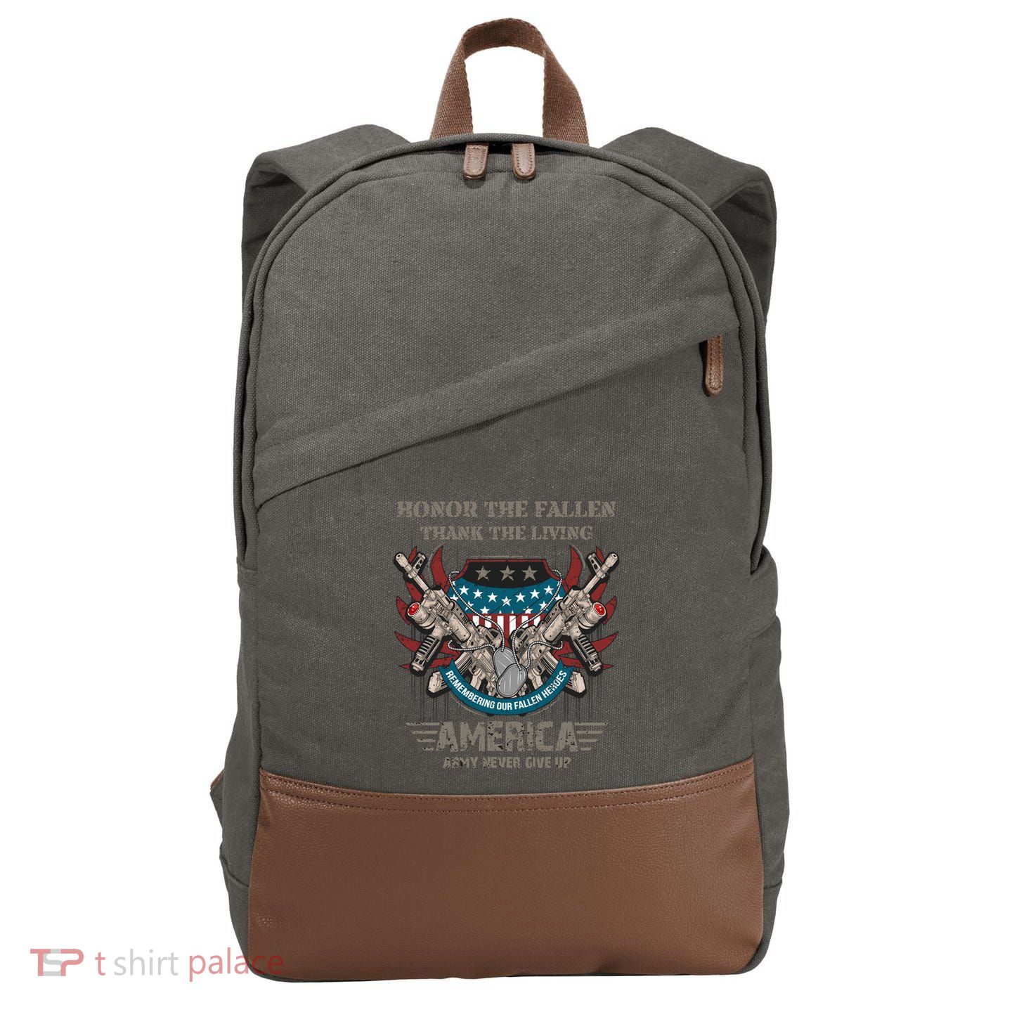 Honnor The Fallen Thank The Living Veteran's Day Gift Tee Funny Gift Cotton Canvas Backpack