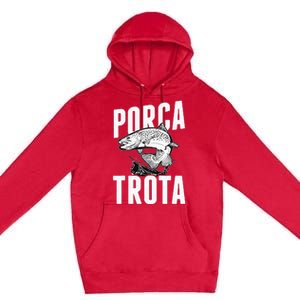 Holy Trout Fishing Trout Fisherman Gift Premium Pullover Hoodie