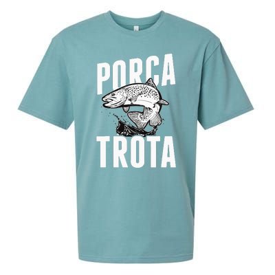 Holy Trout Fishing Trout Fisherman Gift Sueded Cloud Jersey T-Shirt