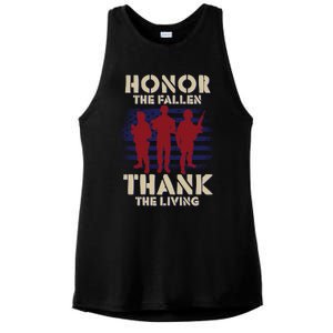 Honor The Fallen Thank The Living Patriotic Memorial Day Gift Ladies PosiCharge Tri-Blend Wicking Tank