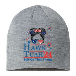 Hawk Tush Funny Messy Bun Hawk Tuah 24 Spit On That Thing Sustainable Beanie