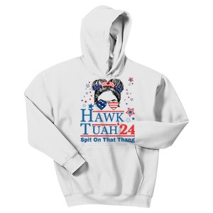 Hawk Tush Funny Messy Bun Hawk Tuah 24 Spit On That Thing Kids Hoodie