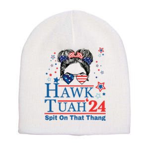 Hawk Tush Funny Messy Bun Hawk Tuah 24 Spit On That Thing Short Acrylic Beanie