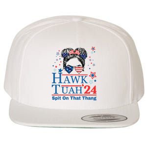 Hawk Tush Funny Messy Bun Hawk Tuah 24 Spit On That Thing Wool Snapback Cap