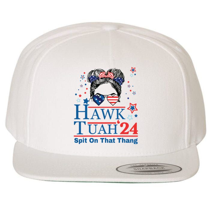 Hawk Tush Funny Messy Bun Hawk Tuah 24 Spit On That Thing Wool Snapback Cap