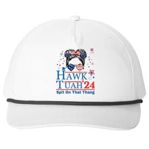 Hawk Tush Funny Messy Bun Hawk Tuah 24 Spit On That Thing Snapback Five-Panel Rope Hat