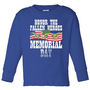 Honor The Fallen Heroes Memorial Day Us Flag Gift Toddler Long Sleeve Shirt