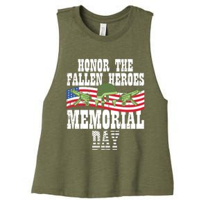 Honor The Fallen Heroes Memorial Day Us Flag Gift Women's Racerback Cropped Tank