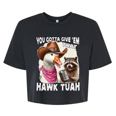 Hawk Tuah Funny Viral Humor Meme Video Girl 24 Goose Tua Bella+Canvas Jersey Crop Tee