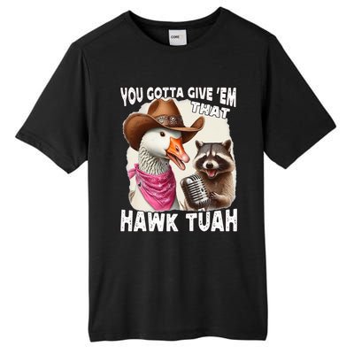 Hawk Tuah Funny Viral Humor Meme Video Girl 24 Goose Tua Tall Fusion ChromaSoft Performance T-Shirt