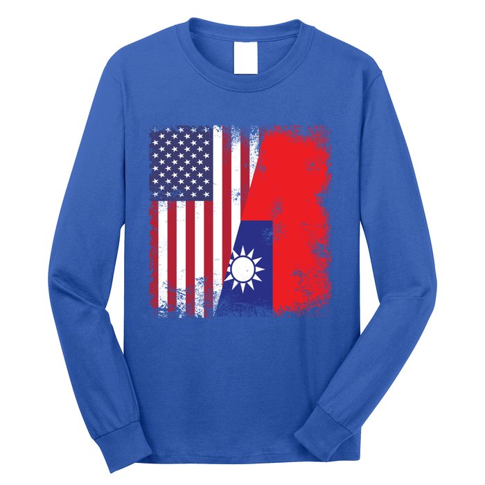 Half Taiwanese Flag Vintage Taiwan Usa Gift Great Gift Long Sleeve Shirt