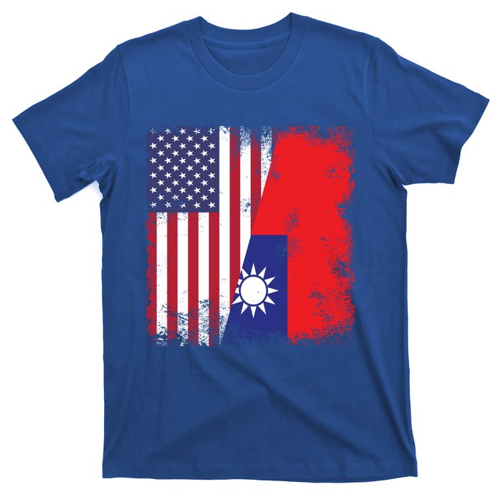 Half Taiwanese Flag Vintage Taiwan Usa Gift Great Gift T-Shirt