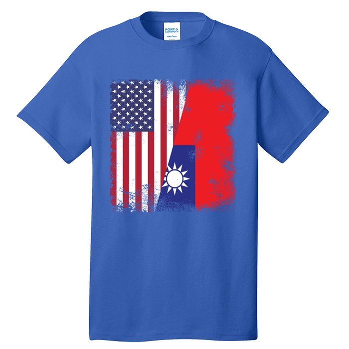 Half Taiwanese Flag Vintage Taiwan Usa Gift Great Gift Tall T-Shirt