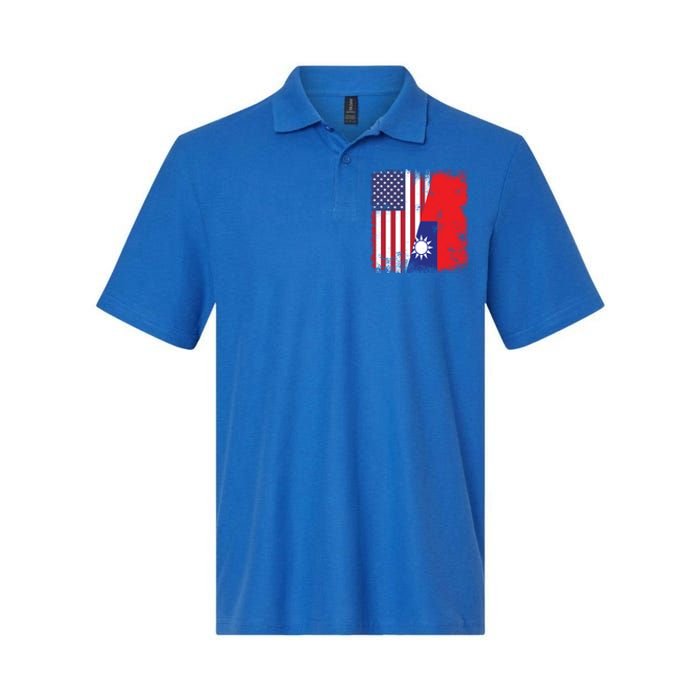 Half Taiwanese Flag Vintage Taiwan Usa Gift Great Gift Softstyle Adult Sport Polo