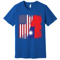 Half Taiwanese Flag Vintage Taiwan Usa Gift Great Gift Premium T-Shirt