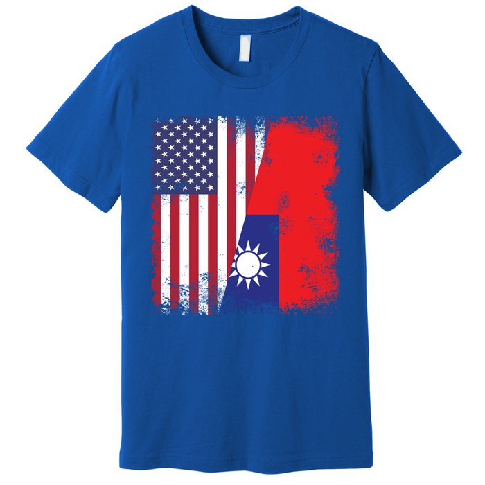 Half Taiwanese Flag Vintage Taiwan Usa Gift Great Gift Premium T-Shirt