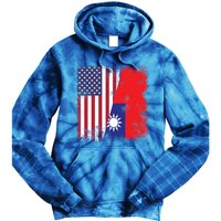 Half Taiwanese Flag Vintage Taiwan Usa Gift Great Gift Tie Dye Hoodie