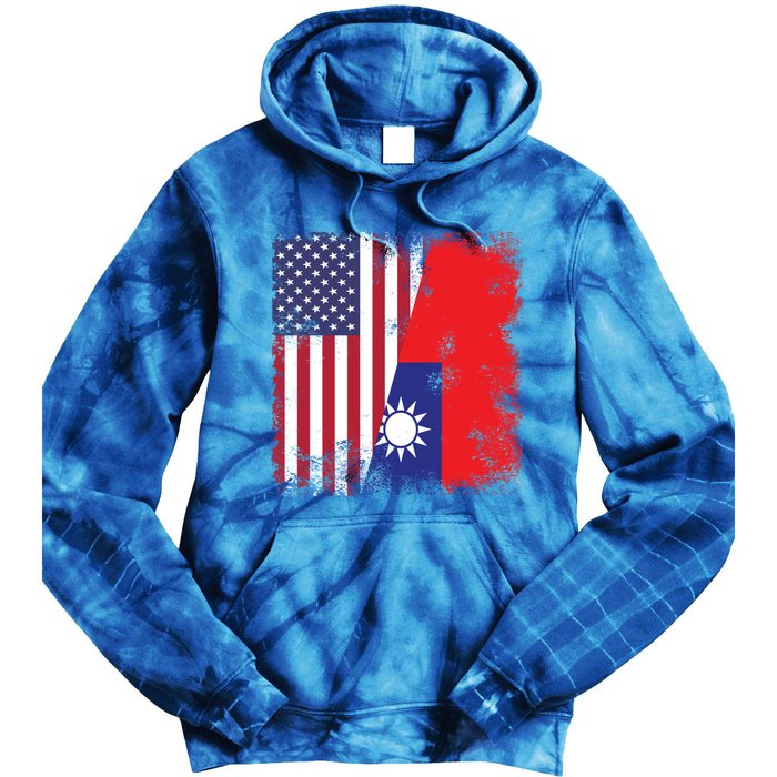 Half Taiwanese Flag Vintage Taiwan Usa Gift Great Gift Tie Dye Hoodie