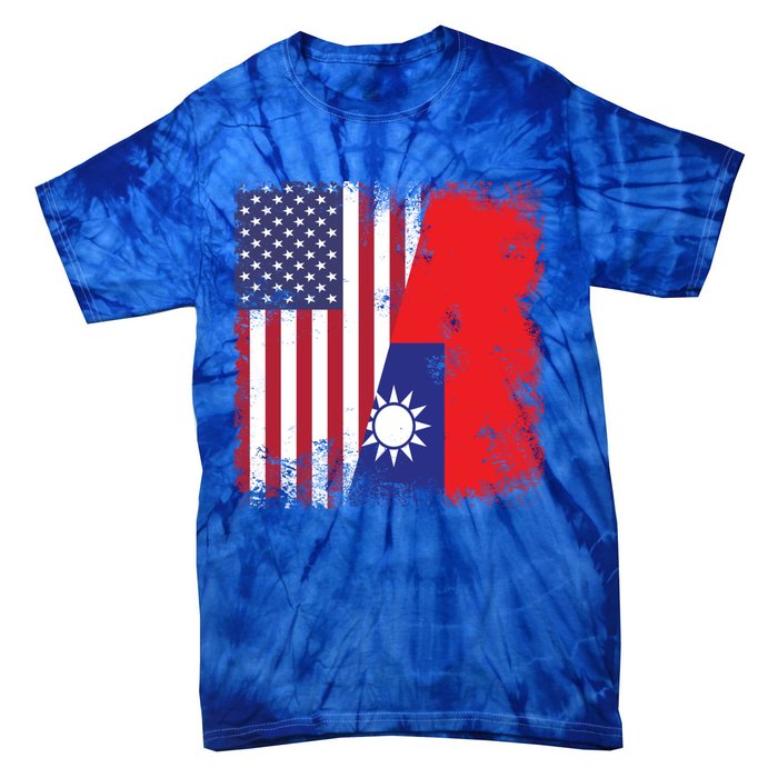 Half Taiwanese Flag Vintage Taiwan Usa Gift Great Gift Tie-Dye T-Shirt