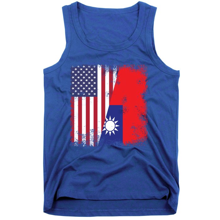 Half Taiwanese Flag Vintage Taiwan Usa Gift Great Gift Tank Top