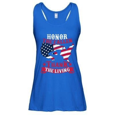 Honor The Fallen Thank The Living Proudly Support Our Troops Meaningful Gift Ladies Essential Flowy Tank